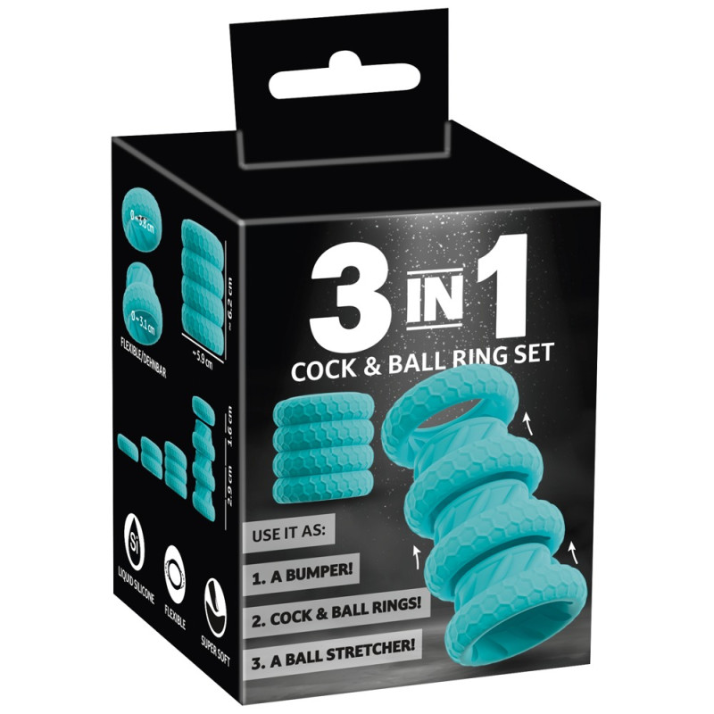 3-in-1 Cock & Ball Ring Set