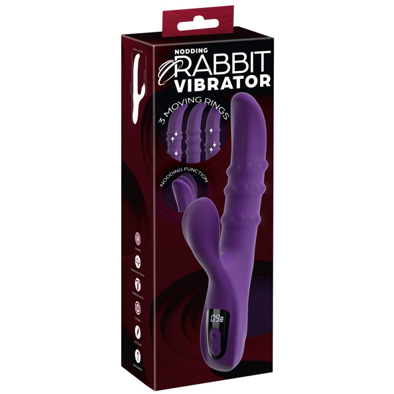 Nodding Rabbit Vibrator with 3 Moving Rings