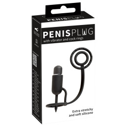 Penisplug with Vibrator and Cock Rings